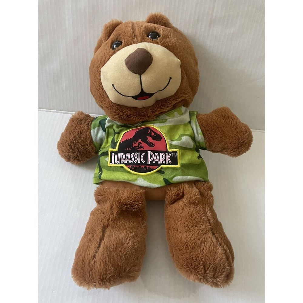 Jurassic Park Universal Studios Plush‎ 14 1/2" Teddy Bear Stuffed Camo T-Shirt